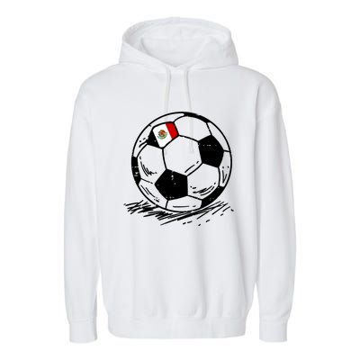 Mexico Flag Mexican Soccer Ball Football Fan Women Garment-Dyed Fleece Hoodie