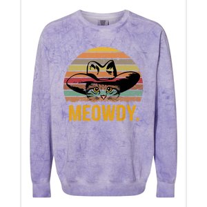 Meowdy Funny Mashup Between Meow And Howdy Love Cat Meme Meaningful Gift Colorblast Crewneck Sweatshirt