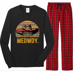 Meowdy Funny Mashup Between Meow And Howdy Love Cat Meme Meaningful Gift Long Sleeve Pajama Set