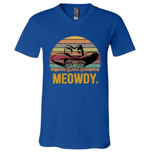 Meowdy Funny Mashup Between Meow And Howdy Love Cat Meme Meaningful Gift V-Neck T-Shirt