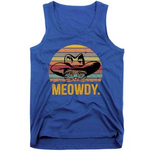 Meowdy Funny Mashup Between Meow And Howdy Love Cat Meme Meaningful Gift Tank Top