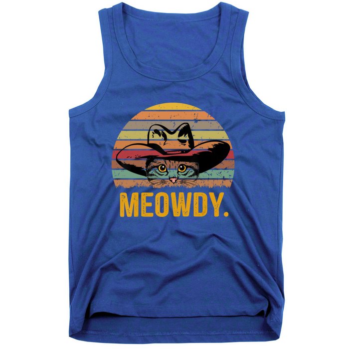 Meowdy Funny Mashup Between Meow And Howdy Love Cat Meme Meaningful Gift Tank Top