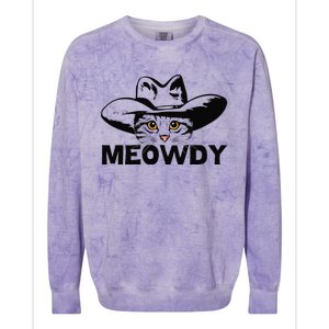 Meowdy Funny Mashup Between Meow And Howdy Cat Meme Colorblast Crewneck Sweatshirt