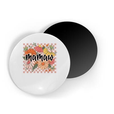 Mamaw Floral Mother'S Day Wildflower Girl Checkered Magnet