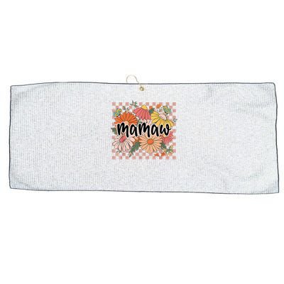 Mamaw Floral Mother'S Day Wildflower Girl Checkered Large Microfiber Waffle Golf Towel