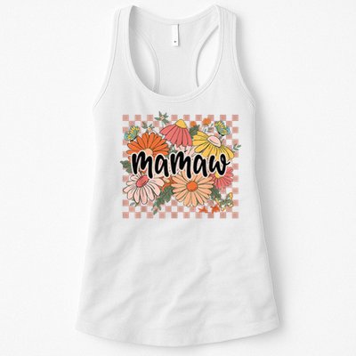 Mamaw Floral Mother'S Day Wildflower Girl Checkered Womens Tank Top