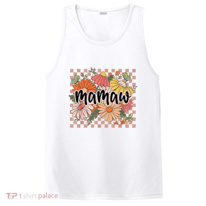 Mamaw Floral Mother'S Day Wildflower Girl Checkered PosiCharge Competitor Tank