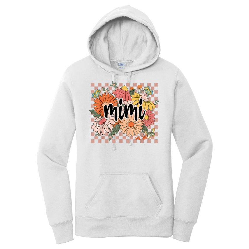 Mimi Floral Mother'S Day Wildflower Girl Checkered Women's Pullover Hoodie