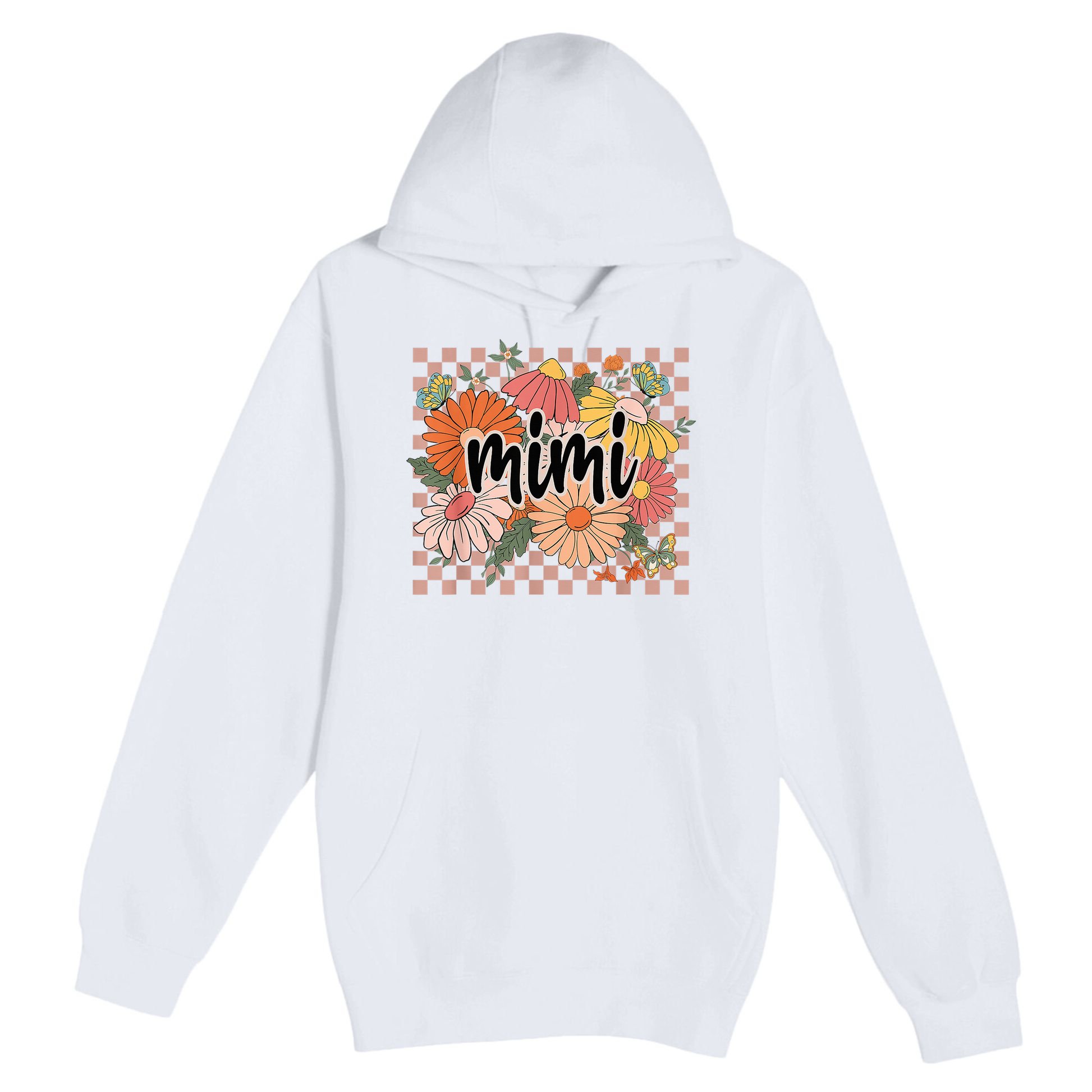 Mimi Floral Mother'S Day Wildflower Girl Checkered Premium Pullover Hoodie
