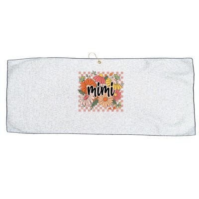Mimi Floral Mother'S Day Wildflower Girl Checkered Large Microfiber Waffle Golf Towel