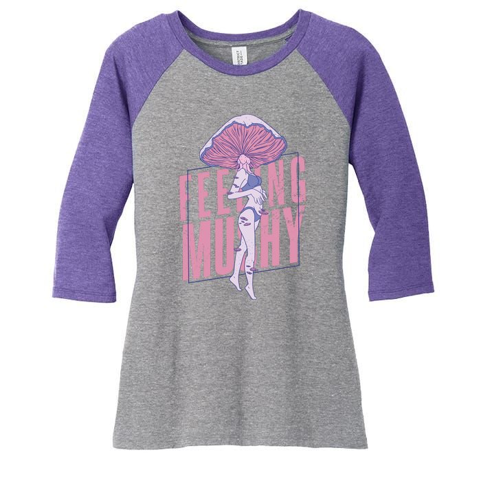 Mushroom Female Women's Tri-Blend 3/4-Sleeve Raglan Shirt