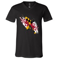 Maryland Flag Marylander Maryland Flag State Pride V-Neck T-Shirt