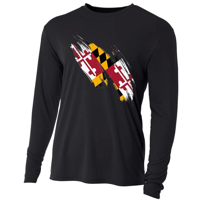 Maryland Flag Marylander Maryland Flag State Pride Cooling Performance Long Sleeve Crew