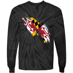 Maryland Flag Marylander Maryland Flag State Pride Tie-Dye Long Sleeve Shirt