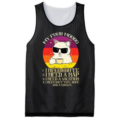 My Four Moods I Need Coffee I Need A Nap Cat Coffee Mesh Reversible Basketball Jersey Tank