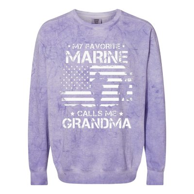 My Favorite Marine Calls Me Grandma USA Flag Colorblast Crewneck Sweatshirt