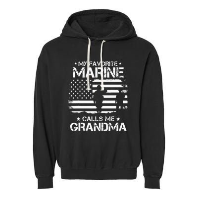 My Favorite Marine Calls Me Grandma USA Flag Garment-Dyed Fleece Hoodie