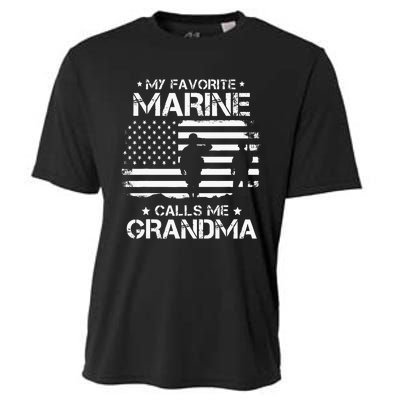 My Favorite Marine Calls Me Grandma USA Flag Cooling Performance Crew T-Shirt