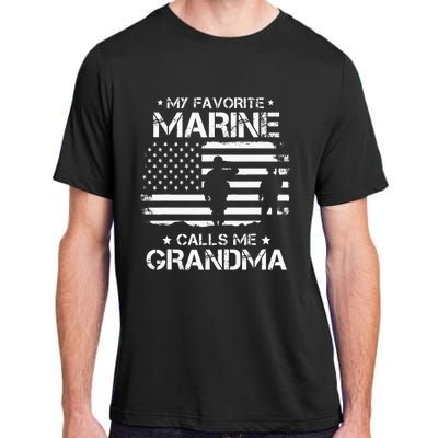 My Favorite Marine Calls Me Grandma USA Flag Adult ChromaSoft Performance T-Shirt