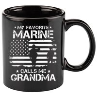 My Favorite Marine Calls Me Grandma USA Flag 11oz C Handle Ceramic Mug