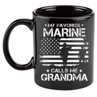 My Favorite Marine Calls Me Grandma USA Flag 11oz C Handle Ceramic Mug