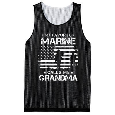 My Favorite Marine Calls Me Grandma USA Flag Mesh Reversible Basketball Jersey Tank