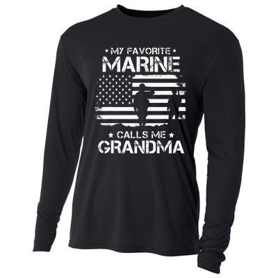 My Favorite Marine Calls Me Grandma USA Flag Cooling Performance Long Sleeve Crew