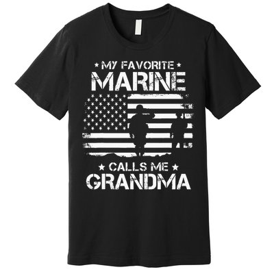 My Favorite Marine Calls Me Grandma USA Flag Premium T-Shirt