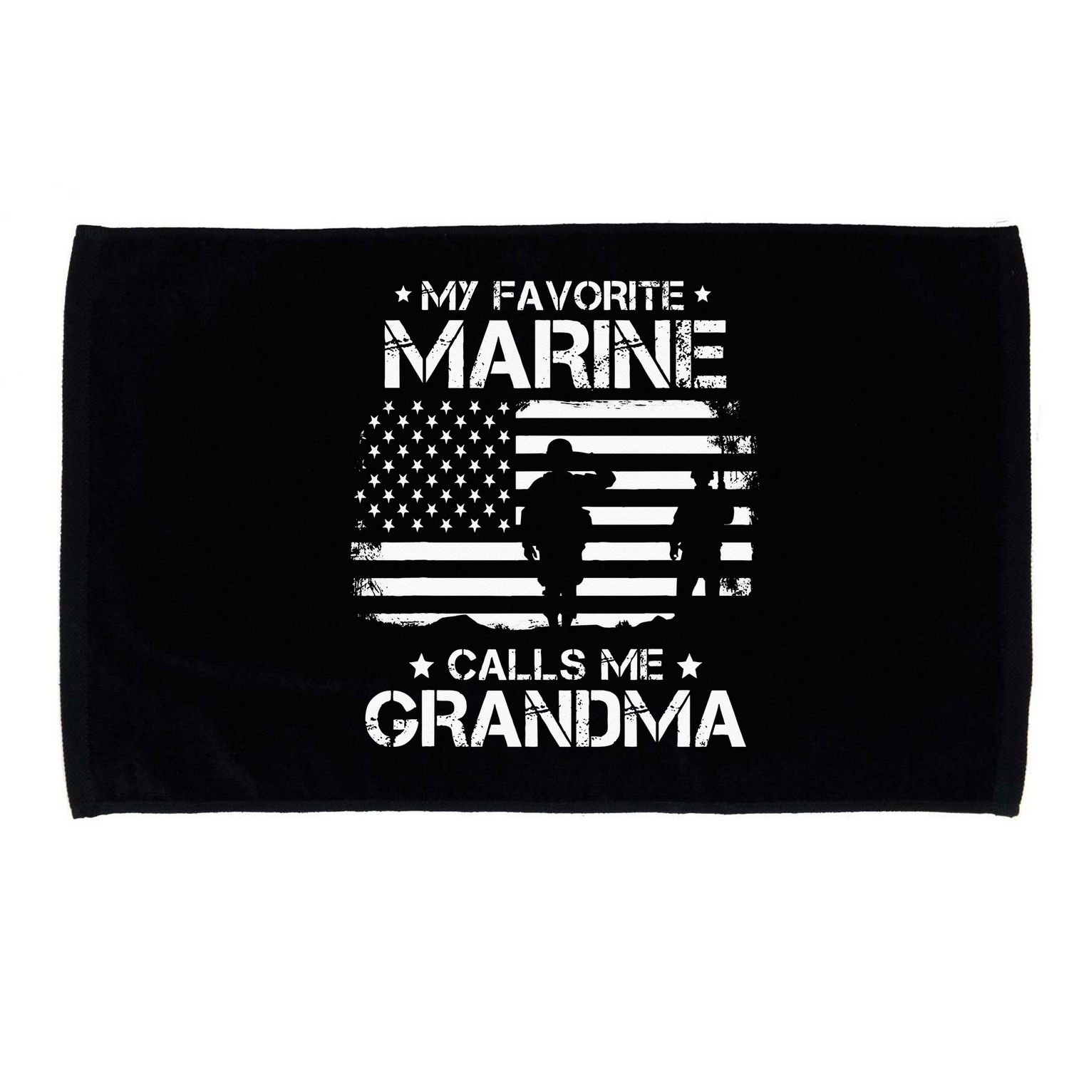 My Favorite Marine Calls Me Grandma USA Flag Microfiber Hand Towel