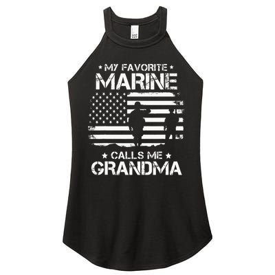 My Favorite Marine Calls Me Grandma USA Flag Women's Perfect Tri Rocker Tank