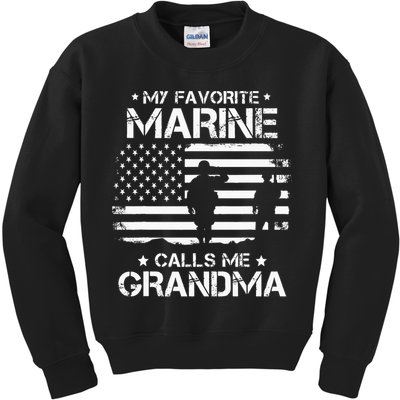 My Favorite Marine Calls Me Grandma USA Flag Kids Sweatshirt