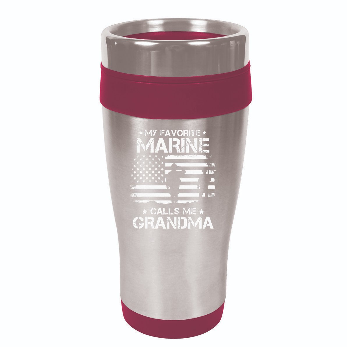 My Favorite Marine Calls Me Grandma USA Flag 16oz Travel Tumbler