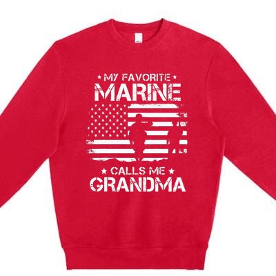 My Favorite Marine Calls Me Grandma USA Flag Premium Crewneck Sweatshirt