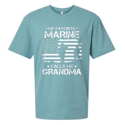 My Favorite Marine Calls Me Grandma USA Flag Sueded Cloud Jersey T-Shirt