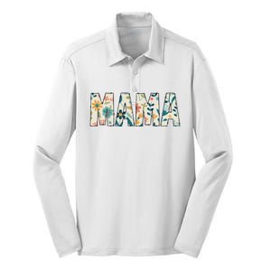 Mama Floral Silk Touch Performance Long Sleeve Polo