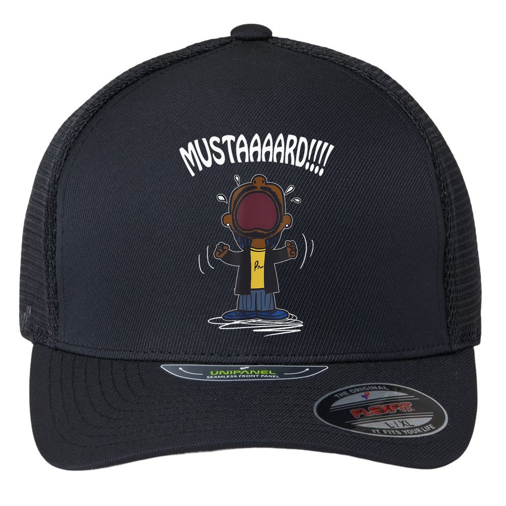 Mustarddd! Funny Mustard Lamar Tv Off Parody Flexfit Unipanel Trucker Cap