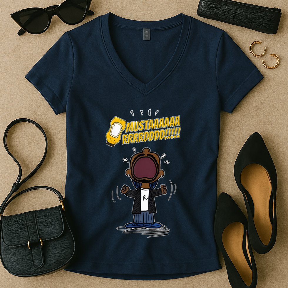 Mustarddd! Funny Mustard Lamar Tv Off Parody Women's V-Neck T-Shirt