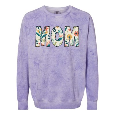 Mom Floral Colorblast Crewneck Sweatshirt