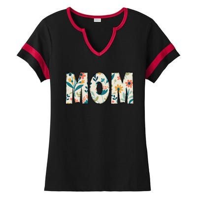 Mom Floral Ladies Halftime Notch Neck Tee