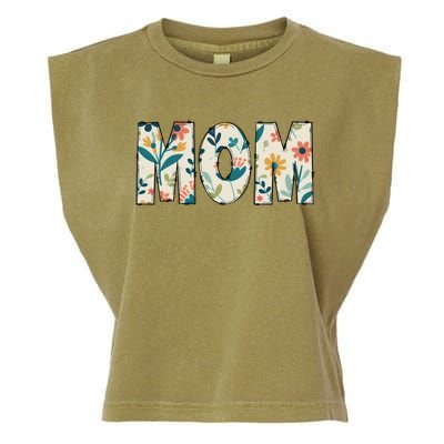 Mom Floral Garment-Dyed Women's Muscle Tee