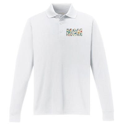 Mom Floral Performance Long Sleeve Polo