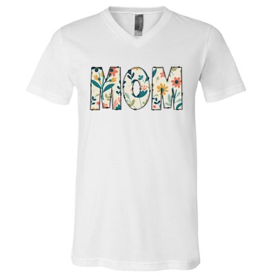 Mom Floral V-Neck T-Shirt