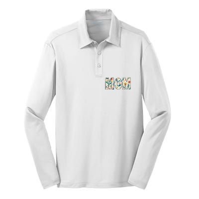 Mom Floral Silk Touch Performance Long Sleeve Polo