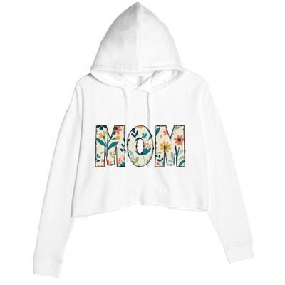 Mom Floral Crop Fleece Hoodie