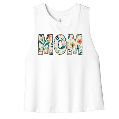 Mom Floral Women's Racerback Cropped Tank