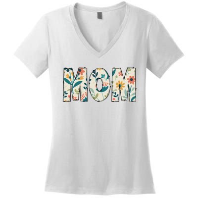 Mom Floral Women's V-Neck T-Shirt