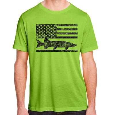 Musky Fishing Muskie Fisherman American Flag Gift Adult ChromaSoft Performance T-Shirt