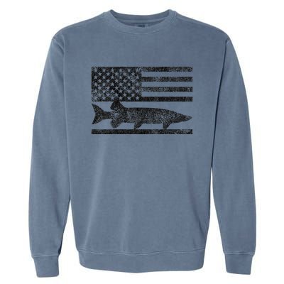 Musky Fishing Muskie Fisherman American Flag Gift Garment-Dyed Sweatshirt