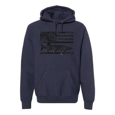 Musky Fishing Muskie Fisherman American Flag Gift Premium Hoodie