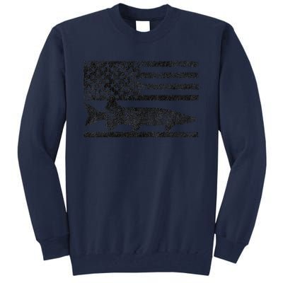 Musky Fishing Muskie Fisherman American Flag Gift Tall Sweatshirt